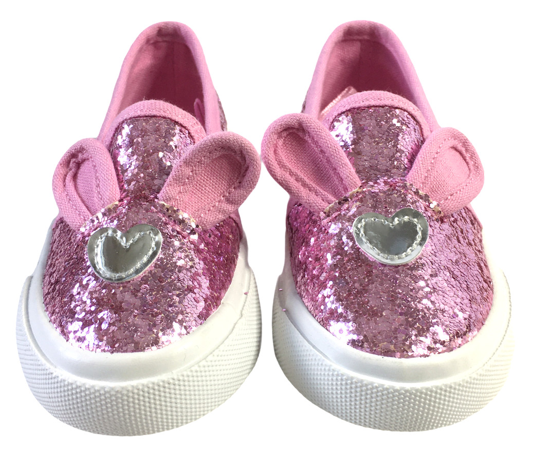 Capelli Toddler Girl Slip On Pink Glitter Bunny Ears Shoe Size 6 Sneaker Easter