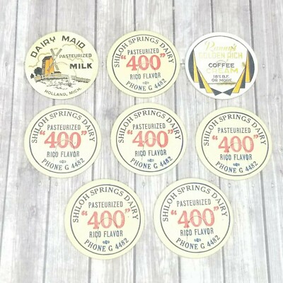 Milk Bottle Cap Pog Dairy Vtg dairy maid Holland MI rannys coffee cream Shiloh