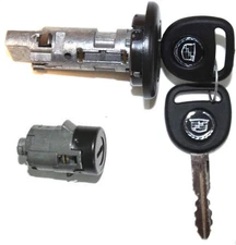 NEW CADILLAC OEM IGNITION SWITCH LOCK CYLINDER + DOOR LOCK CYLINDER + 2 KEYS