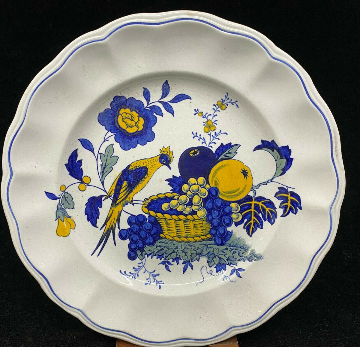 Spode Blue Bird England Yellow S3274 Floral Fruit Blue Mark 1