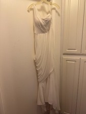 Vera Wang White Ivory Lace Wedding Long Dress Brides Designer One Shoulder Sz 0
