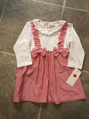 Bnwt Girls Italy Moda Red/white Dress 18months