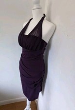 Valerie Bertinelli Purple Ruched Mesh Cocktail Dress Wedding Ball Prom Stretch