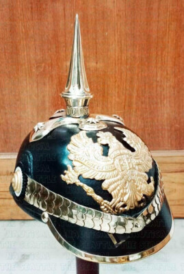 Pickelhaube Imperial Leather Starp Helmet Antique Collectibles German Leather