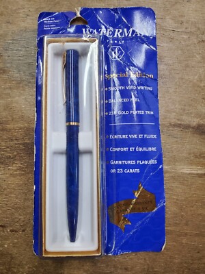 Waterman Special Edition Marble Blue & Gold Ballpoint Pen Black Medium Point NOS