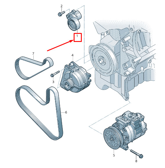 Tendeur de courroie serpentine pour VW Touran 5T 04E145299K