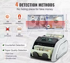 New Money Counter Cash Bill Machine w UV MG IR DD Counterfeit Detection Business