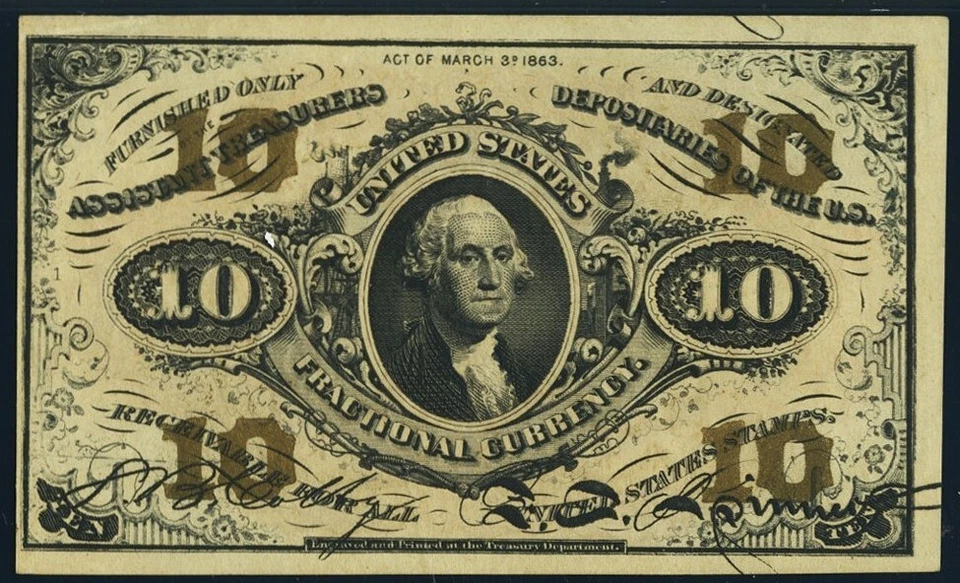 FR 1252 - 10c THIRD ISSUE RED BACK - "1" ON FRONT - PMG 58 EPQ - ChAU - SLEEPER - Image 3 of 4