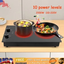 Electric Hob Cook Top Stove 110V Cooktop 2 Burners Ceramic Cooktop