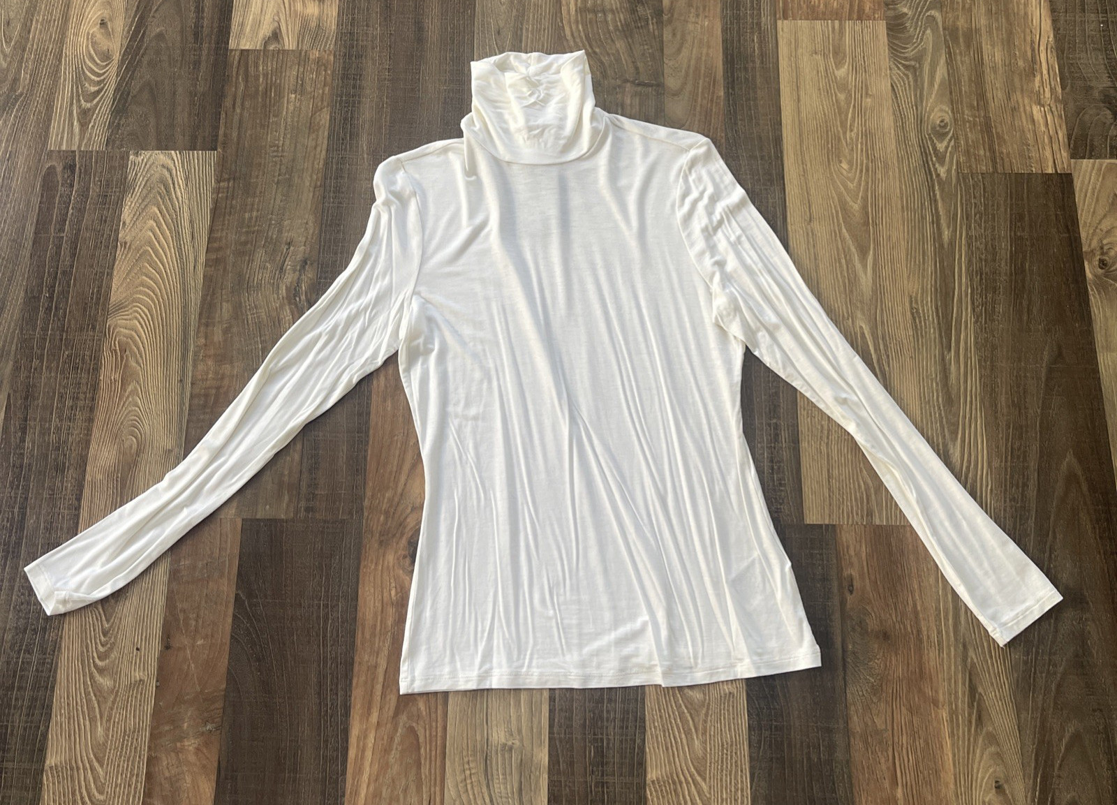 H&M Basics Top Size S White LivaEco Turtleneck Long Sleeve