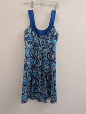 Ann Taylor Womens Paisley Print Sleeveless Dress Size 2 Blue & White Polyester