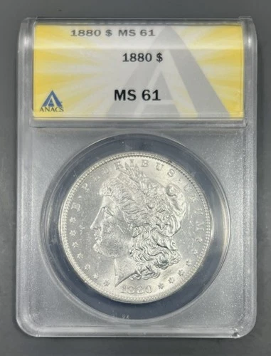 1880 ANACS MS61 Morgan Silver Dollar $1 - Lustrous