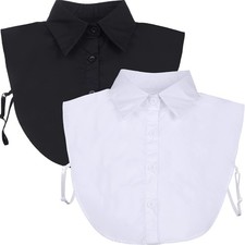 Tatuo 2 Pieces Fake Collar Detachable for Women Large, Black, White