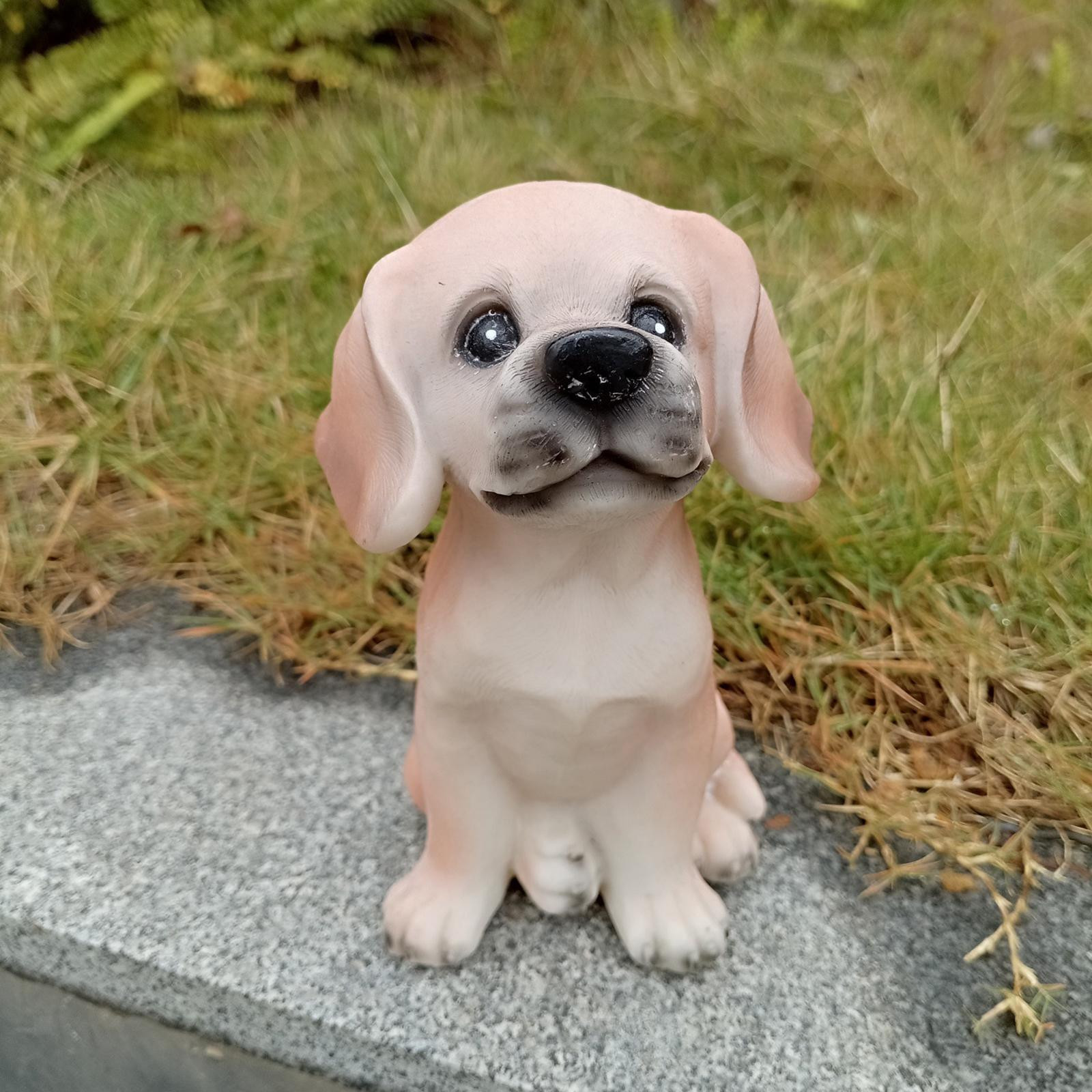 Yellow Dog Figurine Garden Statue Collectible Birthday Gift Cute Tabletop