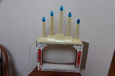 VTG GEM ELECTRIC MOLDED PLASTIC CHRISTMAS CANDOLIER ~ 5 LIGHTS ~ IN BOX ~ WORKS
