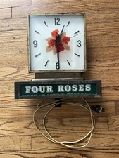 Vintage Four Roses Whiskey Advertising Clock