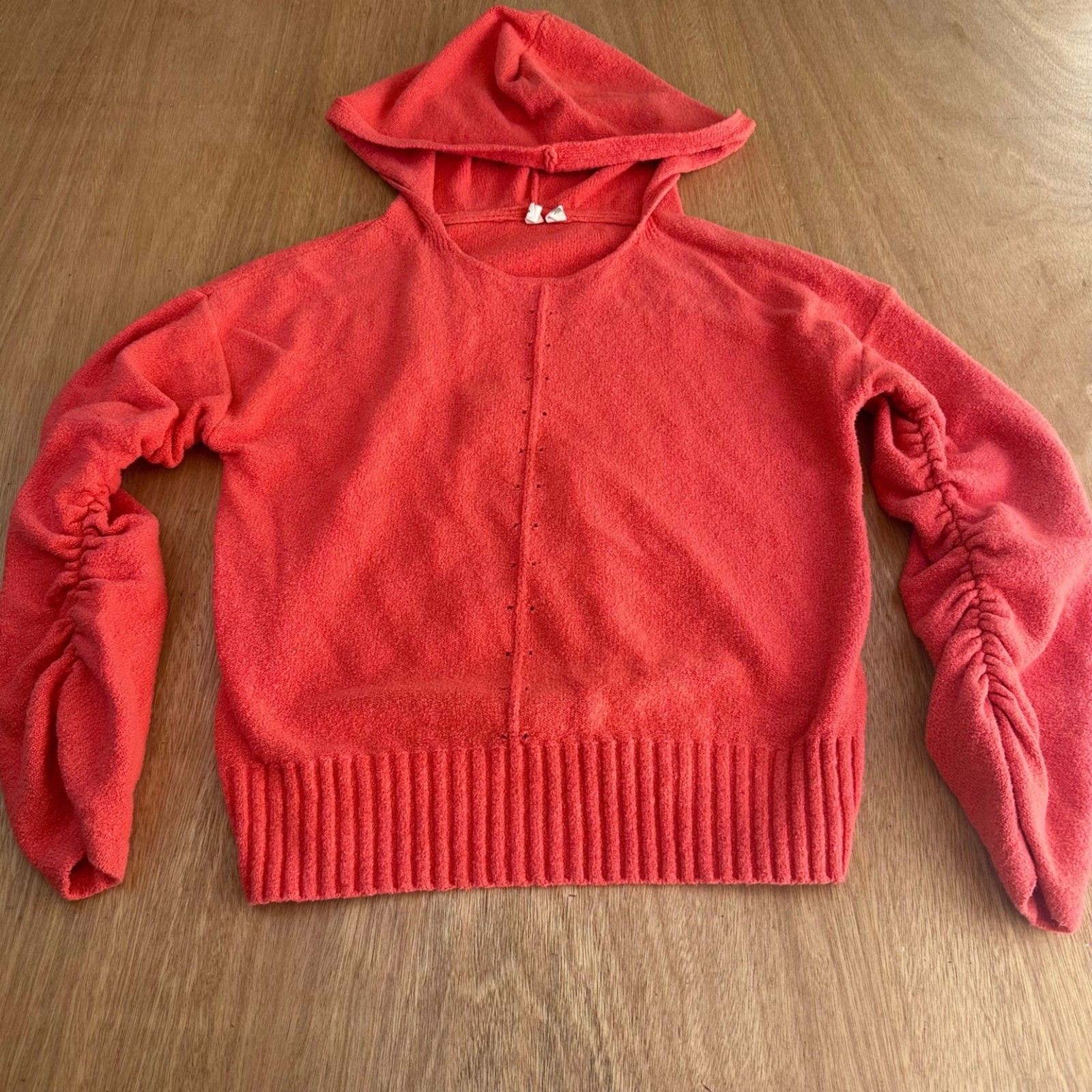 Moth Anthropologie Women’s XS Coral Hooded Knit Sweater Cotton Blend Pullover