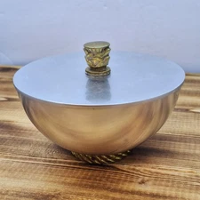 Vintage Alcoa Kensington Aluminum Brass Sugar Bowl 1930’s