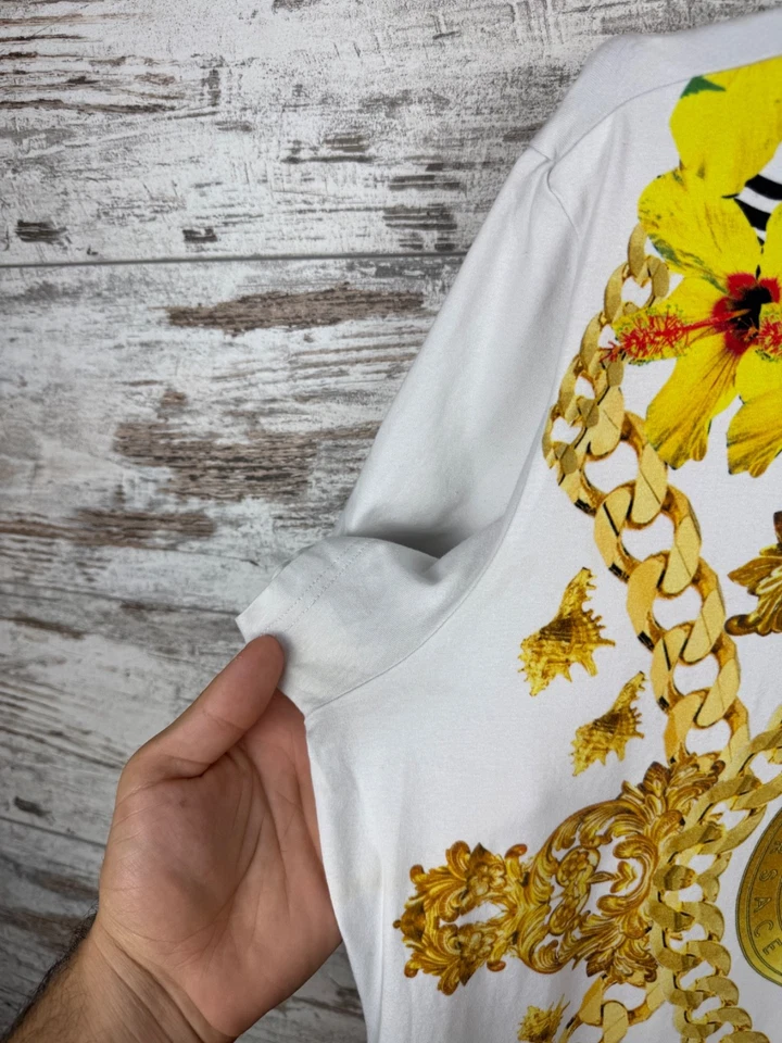 Camiseta Para Hombre Versace Medusa De Colección Camiseta De Lujo Logo Grande Rara Talla XL Blanca Foto 4 de 4