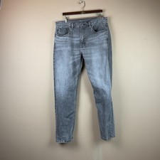 Levis 502 Regular Tapered Jeans Mens 36x32 Gray Stretch Zip Fly Cotton Denim