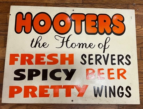 vintage original hooters bar wood store sign advertising waitress wings beer
