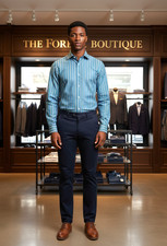 Men's Classic Fit Performance Pinpoint Double Stripe Dress Shirt : 17 - 34/35