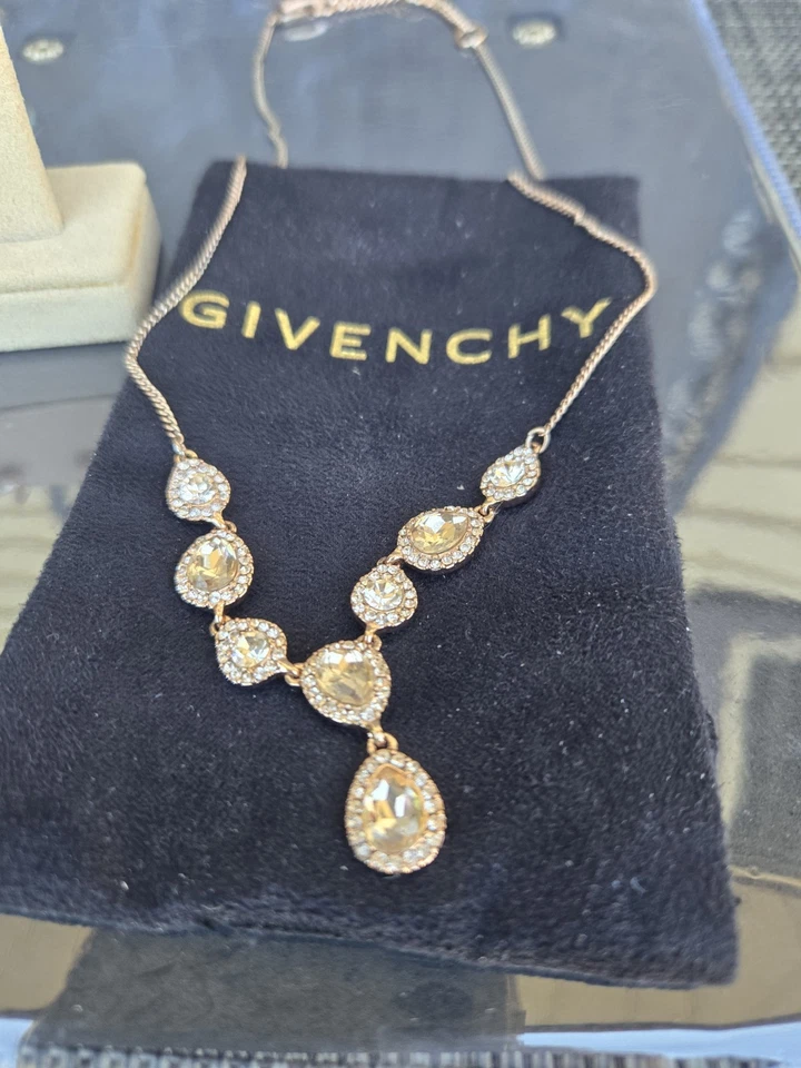 Juego de Collar y Pendientes Givenchy Piedra Rosa y Cristal Transparente Tono Oro Rosa Foto 4 de 4