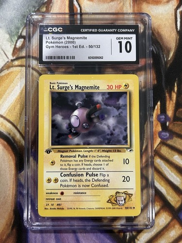 Lt. Surge's Magnemite (1st Edition) graded CGC 10 for sale on eBay