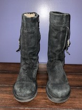 UGG Cargo III 3 Boots Women's Size 10 Buckle Side Zip Suede Sheepskin Shoes