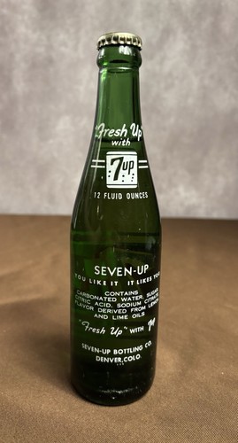 7UP Soda Pop Bottle 12 oz Seven-Up “You Like It…” Denver ~4/20~ 1953 Capped Full - Picture 4 of 10