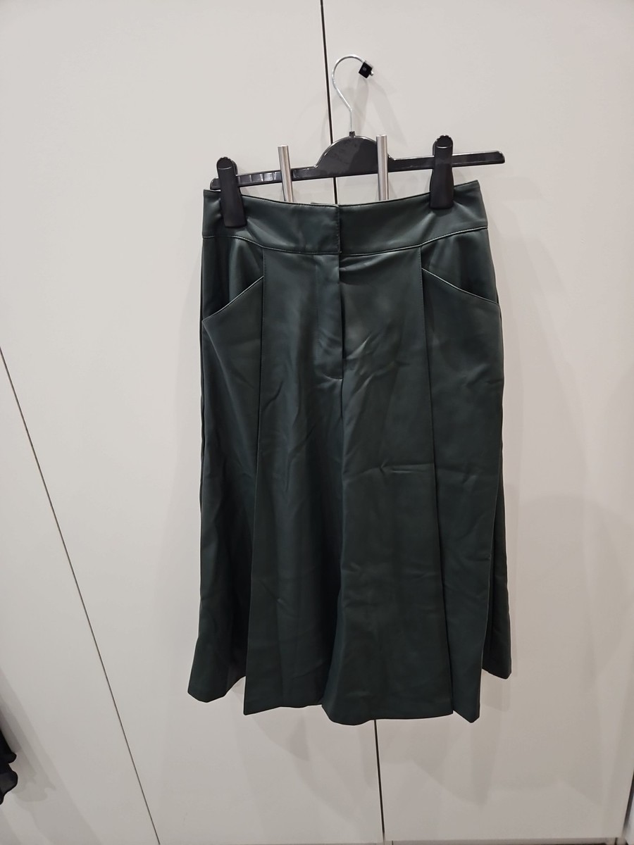 Zara Womens Faux Leather Green Skirt Size Medium UK