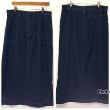 Vintage Y2K Dark Denim Maxi Long Line Skirt Cottagecore Clean Girl bbA 