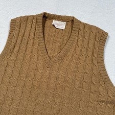 Vintage Lord Jeff Sweater Vest Women Large Brown Cable Knit Wintuk Orlon USA 80s