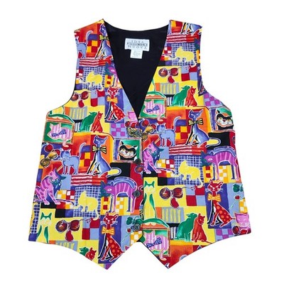 Idea Nuova Vest Cat Print Multicolor Cotton Novelty Whimsical One Size