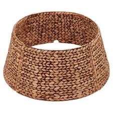 Rattan Christmas Tree Collar, Wicker Tree Skirt & Stand Base Cover (Brown Was...