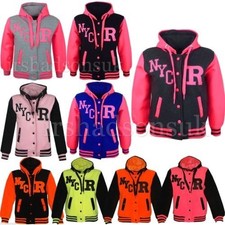 NEW KIDS GIRLS BOYS NYC BASEBALL HOODED JACKET HOODIE R FASHION SIZE 7-13YEAR