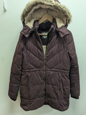 Fat Face Hooded Parka Jacket Coat 12 VGC Padded Quilted Purple Faux Fur Casual
