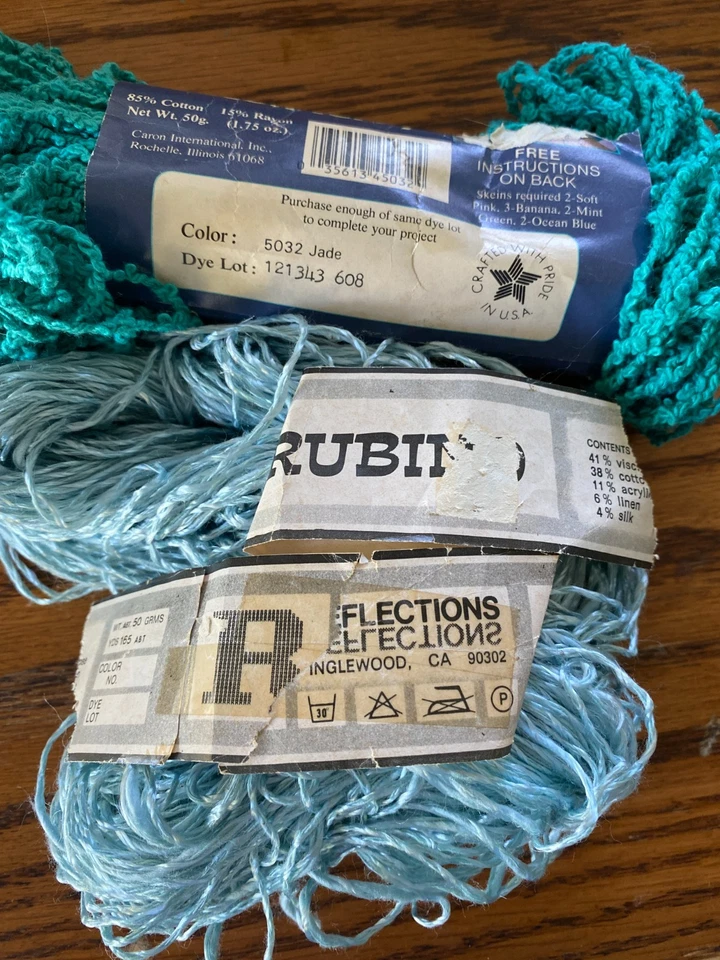 Lote de hilos especiales vintage de rizo de algodón, seda italiana, divertido tejido de piel y ganchillo Foto 2 de 4