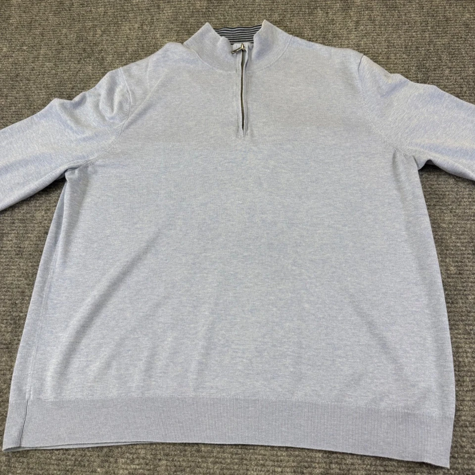 Brooks Brothers Mens Light Blue Qtr Zip Sweater Pullover Knit Mock Neck Size 2XL - Image 3 of 4