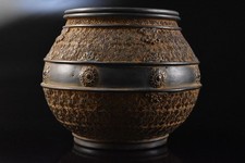 F2593: XF Japanese Copper Flower pattern sculpture INCENSE BURNER, auto
