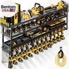49" W Large Power Tool Organizer Wall Mount, 4 Layer Heavy Duty Loads 800 Lbs, T