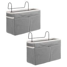  2pcs Bedside Hanging Organizer: Multi-Pockets Bedside Storage Bag for Dorm