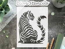 Majestic Tiger Portrait Wildlife Decor Stencil for Nature - Inspired Art - Sten…