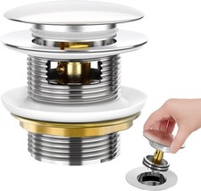Solid Brass Pop-Up Drain with Overflow for Freestanding Tubs, Tool-Installation