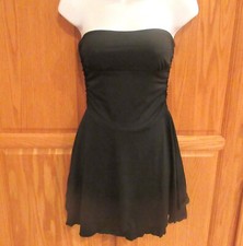 Womens BLACK Skater DRESS~size SMALL~NEW Mini Cocktail~Strapless RUCHED Stretch