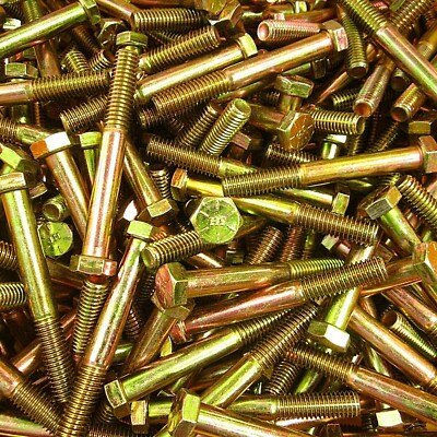 (100) 3/8''-16 X 3'' Grade 8 Hex Head Cap Screw Bolt Yellow Zinc Plated Coarse