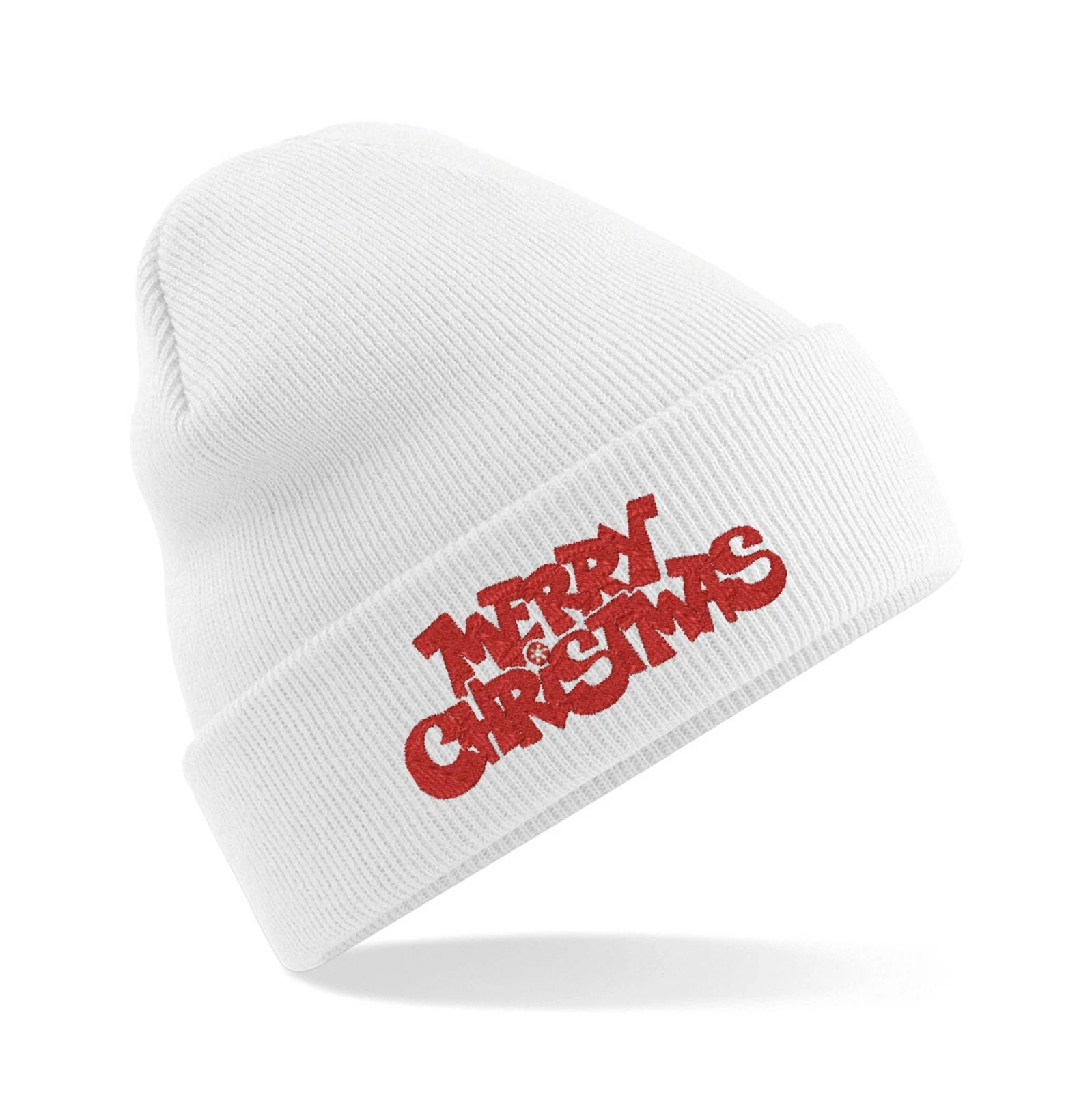Embroidered Merry Christmas Cuffed Beanie Santa Claus Knit Hat Unisex