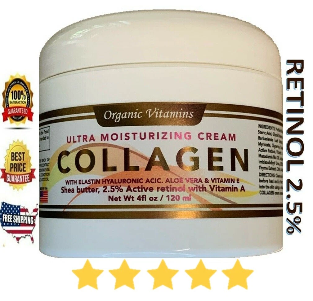 RETINOL CREAM Face Anti Aging + Hyaluronic Acid Vitamin A E Aloe Vera FACE
Opens in a new window or 