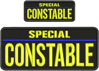 SPECIAL CONSTABLE EMBROIDERY PATCH 4X10 AND 2X5 HOOK ON BACK YELLOW ON BLACK