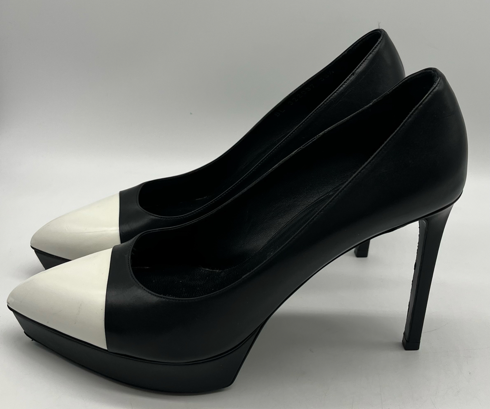 Saint Laurent decolte a punta in pelle con plateau bicolore taglia 38 5